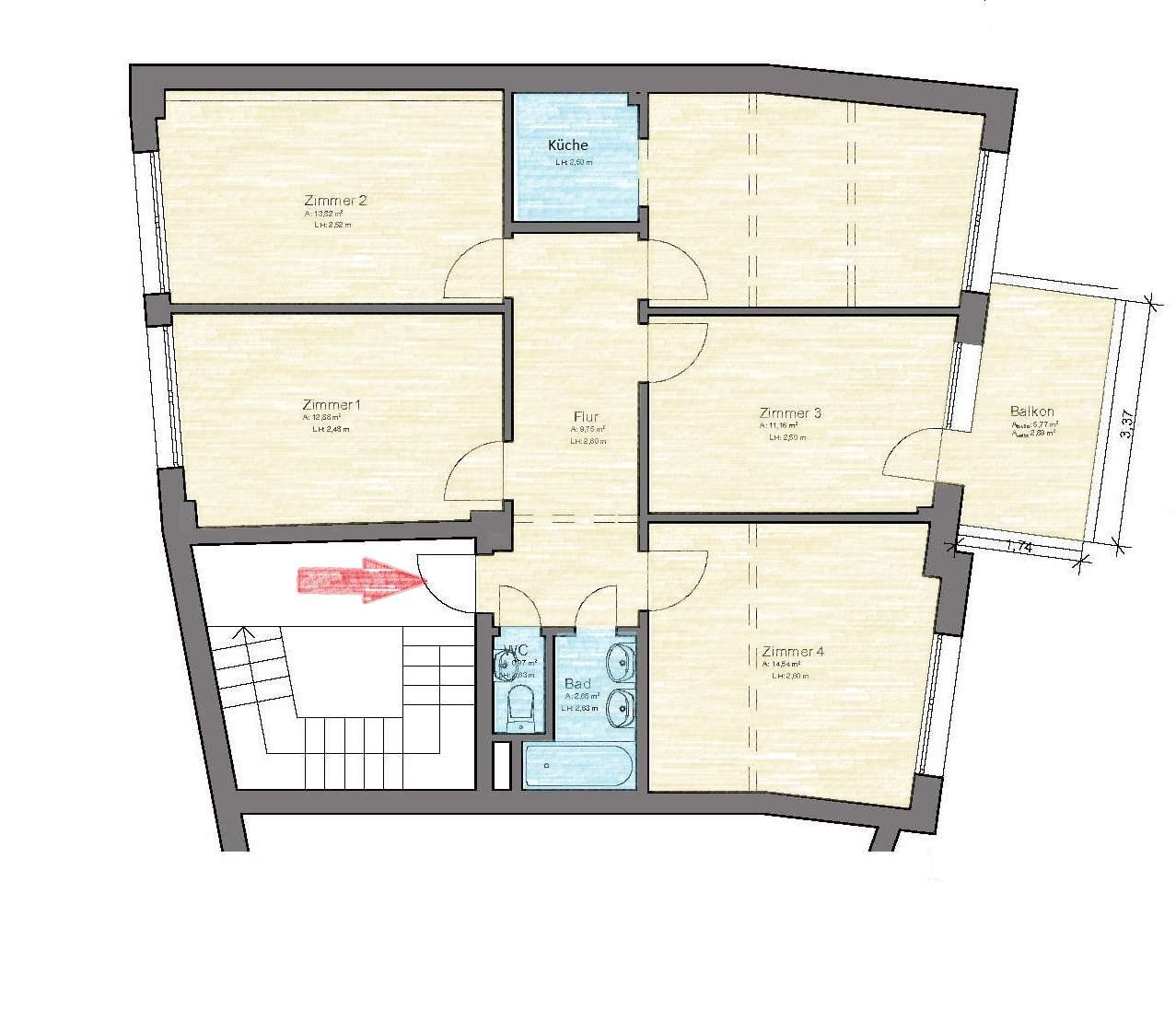 4-Zimmer-Wohnung in Hildesheim — Wollenweberstr.